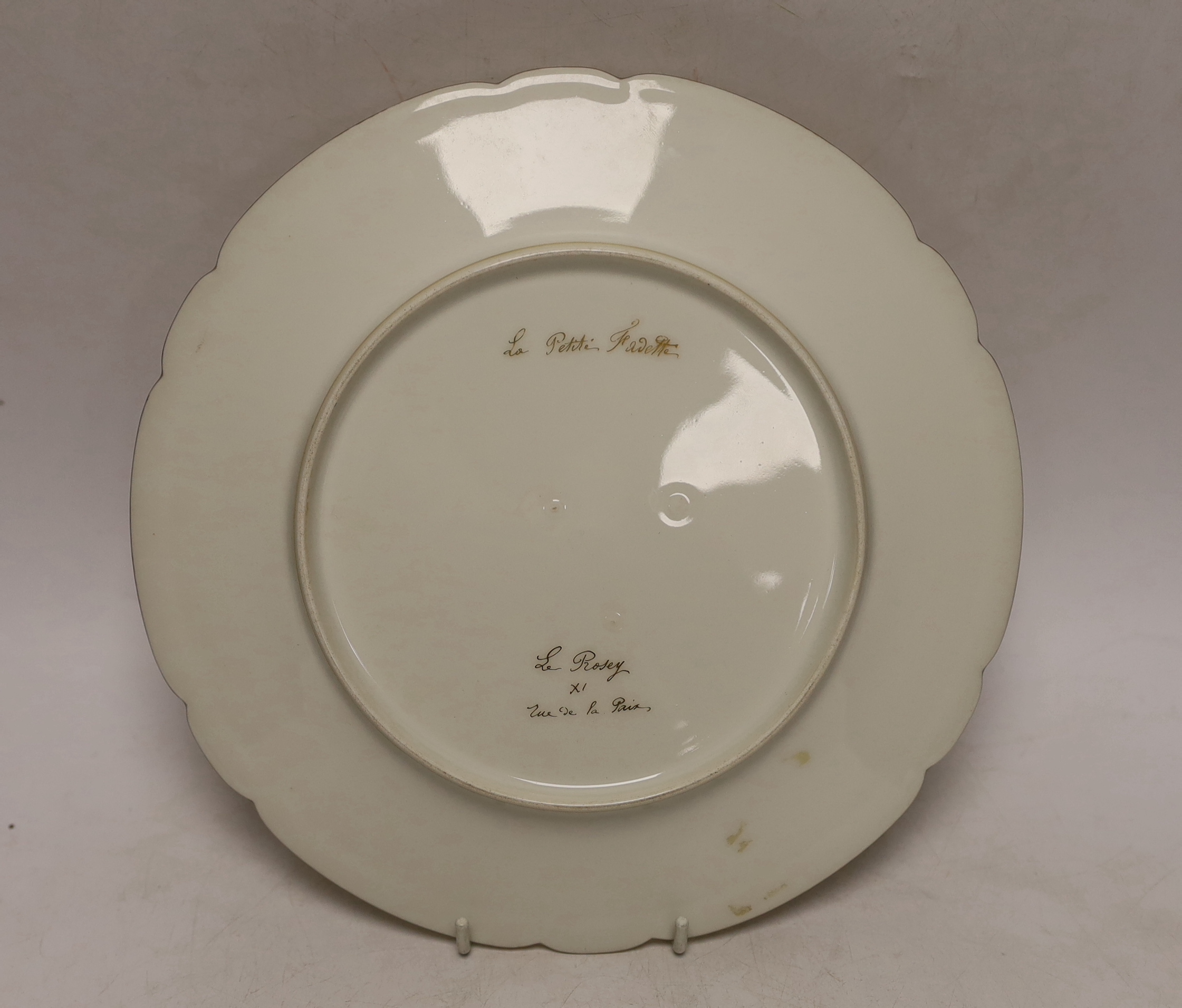 A Paris Porcelain plate, inscribed 'La Petite Fadelle', 24cm